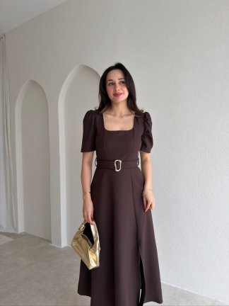 MEX Midi Elbise 9034 - Acı Kahve - 2
