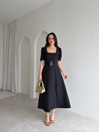 MEX Midi Elbise 9034 - Siyah 