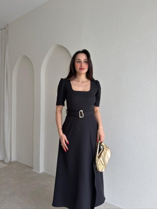 MEX Midi Elbise 9034 - Siyah - 2