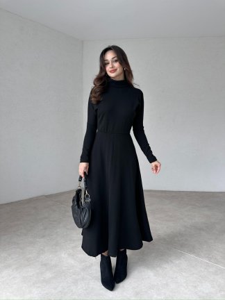 Midi Boğazlı GARRET Elbise 2249 - Siyah - 3