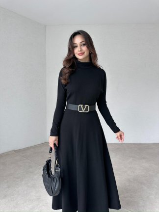 Midi Boğazlı GARRET Elbise 2249 - Siyah - 1