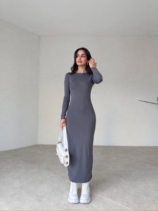 Midi Boy SAVANNAH Elbise 0294 - Gri - 2
