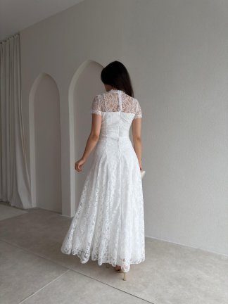 MİELE Dantel Detaylı Maxi Elbise 6644 - Beyaz - 3