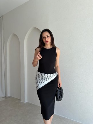 MİGUEL Midi Elbise 5472 - Siyah - 2