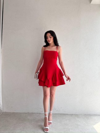 Mini PRENSES Elbise 5578 - Kırmızı - 2