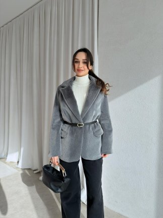  MİNORE Kemerli Ceket 8726 - Füme 