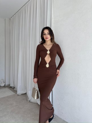 MİNSO Elbise 7451 - Acı Kahve - 2