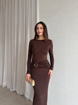 MİRAGE Maxi Elbise 8897 - Acı Kahve 