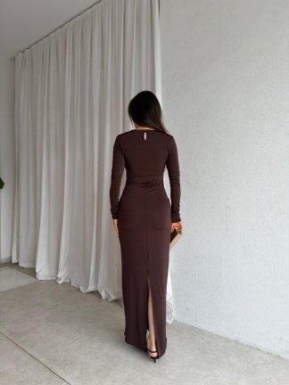 MİRAGE Maxi Elbise 8897 - Acı Kahve - 3