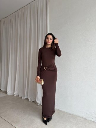 MİRAGE Maxi Elbise 8897 - Acı Kahve - 1