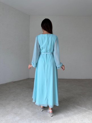 MİRANDA Maxi Elbise 1032 - Turkuaz - 3