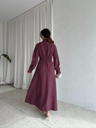 MİSSHA Maxi Elbise 3388 - Bordo - 4