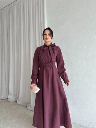 MİSSHA Maxi Elbise 3388 - Bordo - 2