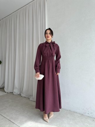 MİSSHA Maxi Elbise 3388 - Bordo - 3