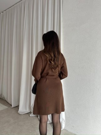 MİU Triko Mini Elbise 8615 - Acı Kahve - 3