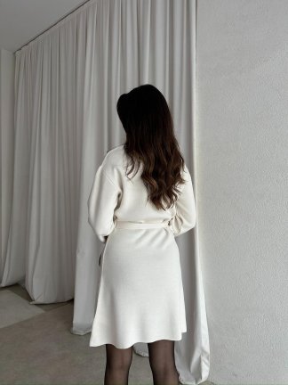 MİU Triko Mini Elbise 8615 - Beyaz - 3