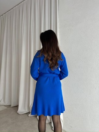 MİU Triko Mini Elbise 8615 - Mavi - 2