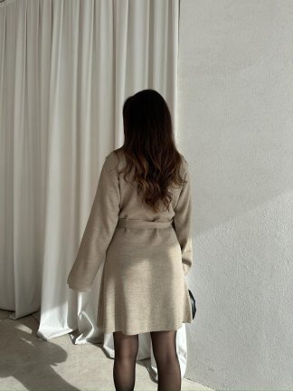 MİU Triko Mini Elbise 8615 - Vizon - 3