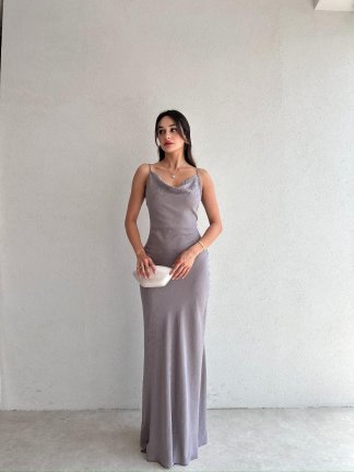 MOCHİ Maxi Elbise 8102 - Gri - 2