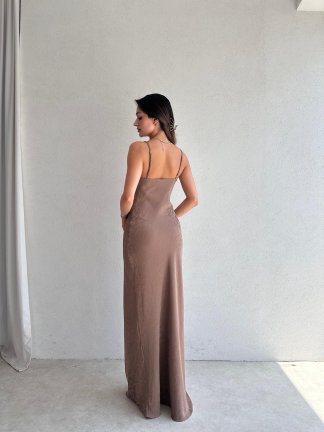 MOCHİ Maxi Elbise 8102 - Kahverengi - 3