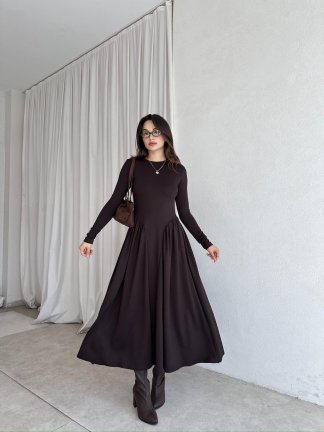 MONA Elbise 8377 - Acı Kahve - 1
