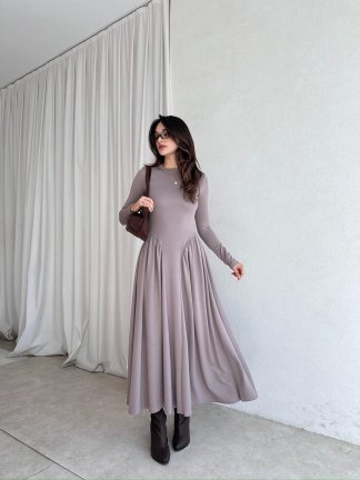 MONA Elbise 8377 - Vizon 