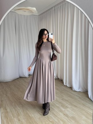 MONA Elbise 8377 - Vizon - 2