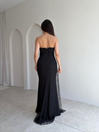 MONACO Straplez Maxi Elbise 1795 - Siyah - 3