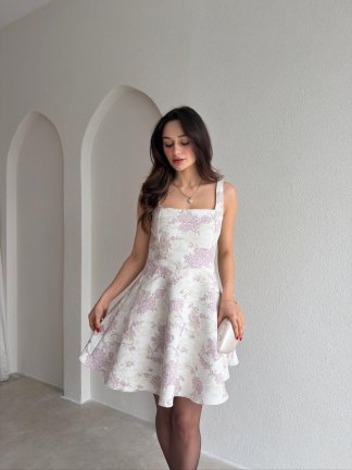 MONDER Mini Elbise 8828 - LİLA 