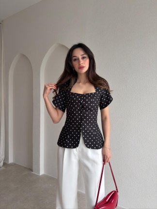 MONİLA Puantiyeli Ceket 6891 - Siyah 