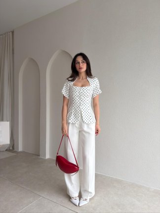 MONİLA Puantiyeli Ceket 6891 - Beyaz - 2