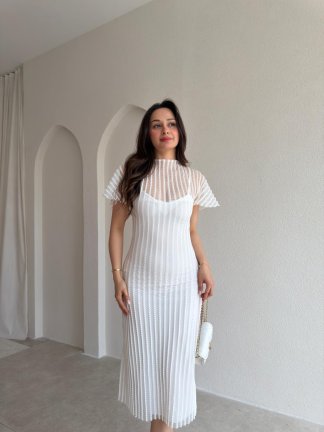 MONKEY Midi Elbise 5513 - Beyaz - 2