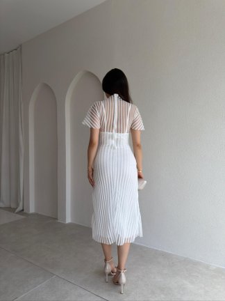 MONKEY Midi Elbise 5513 - Beyaz - 3