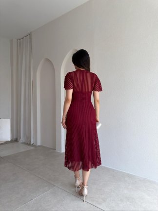 MONKEY Midi Elbise 5513 - Bordo - 3