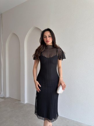 MONKEY Midi Elbise 5513 - Siyah - 2