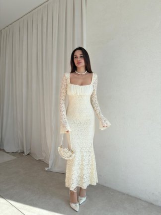 MONTANA Midi Elbise 5978 - Ekru - 2