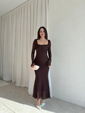 MONTANA Midi Elbise 5978 - Acı Kahve - 2