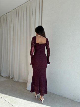 MONTANA Midi Elbise 5978 - Mürdüm - 3