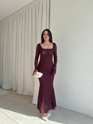 MONTANA Midi Elbise 5978 - Mürdüm - 2