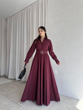 MONZA Maxi Elbise 8358 - Bordo 