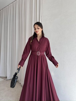 MONZA Maxi Elbise 8358 - Bordo - 3