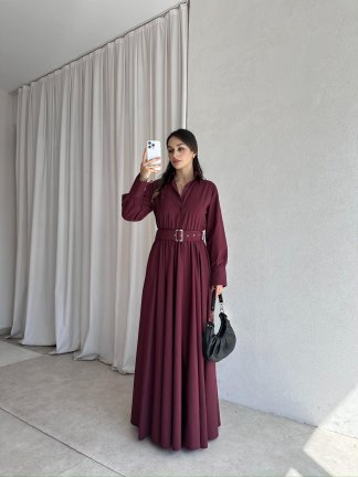 MONZA Maxi Elbise 8358 - Bordo - 2