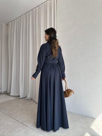 MONZA Maxi Elbise 8358 - Lacivert - 4