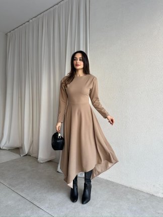 MORATA Midi Elbise 8517 - Bej 