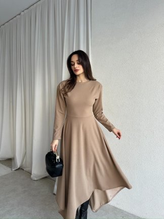 MORATA Midi Elbise 8517 - Bej - 2