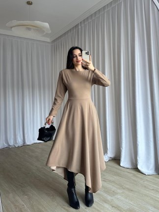 MORATA Midi Elbise 8517 - Bej - 3