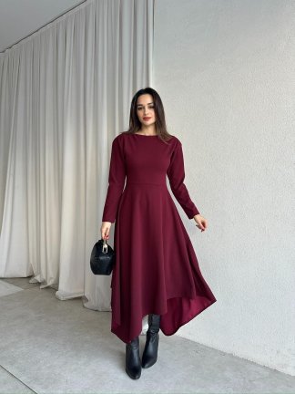 MORATA Midi Elbise 8517 - Bordo 