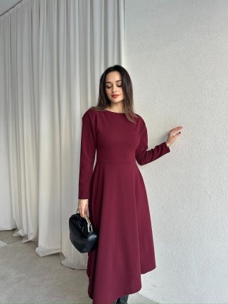 MORATA Midi Elbise 8517 - Bordo - 2