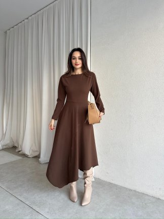 MORATA Midi Elbise 8517 - Kahverengi 
