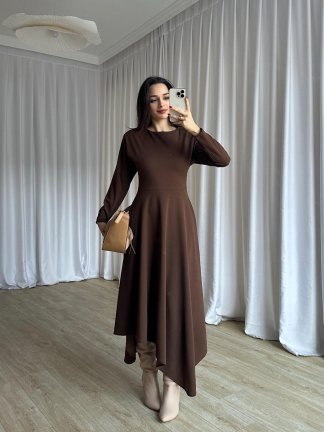 MORATA Midi Elbise 8517 - Kahverengi - 2